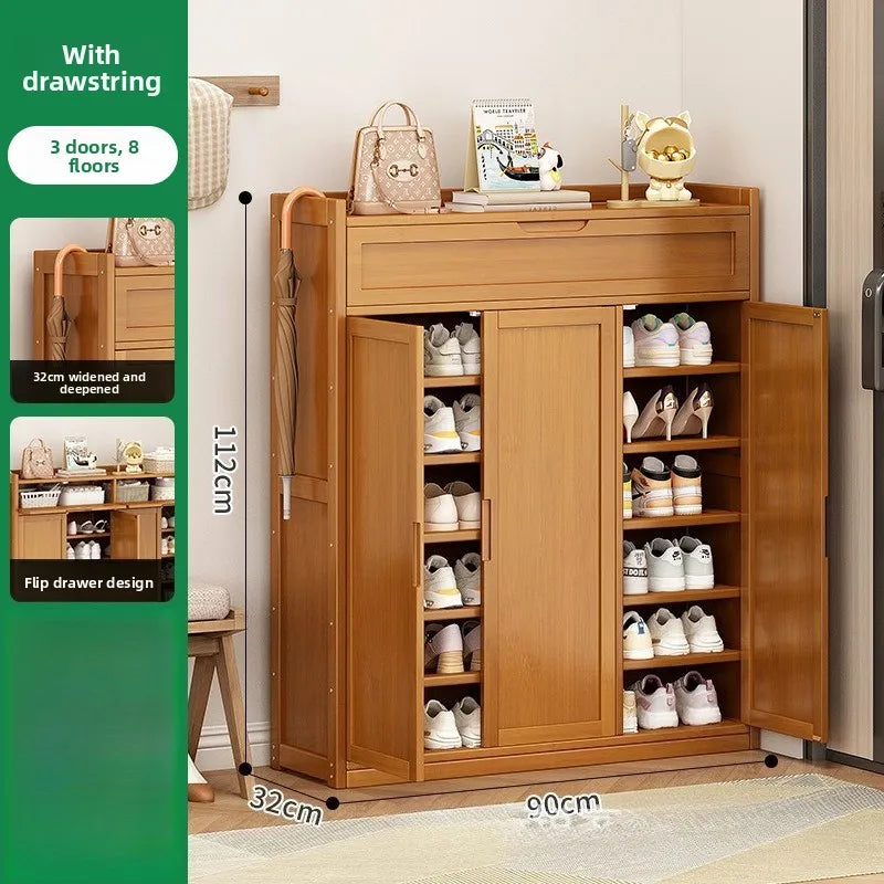 Durable Shoe Cabinet, Nanzhu Shoe Rack At The Entrance Of The Home, Storage Artifact, Space-saving And Dust-proof Entry Oasis Select DC-3 door-8