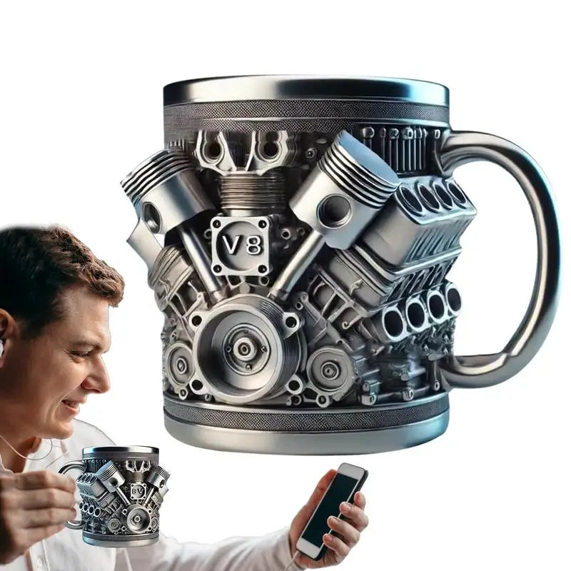 Drinking Cup Coffee Mug Reusable Car Engines Tea Mug Funny Stein Drinkware Portable Home Aesthetic Decoration for Kitchen Living Oasis Select