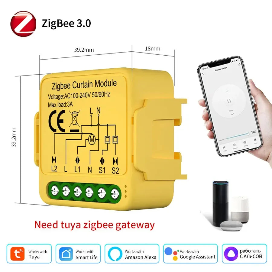 Tuya WiFi Smart Curtain Switch – Alexa & Google Home Smart Curtain Switch Oasis Select Zigbee(need Gateway)