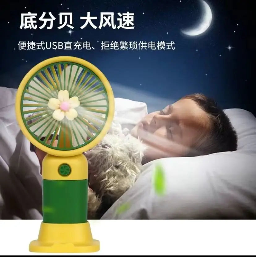 Handheld Small Fan Summer Mini USB Charging 1st Gear Fan with Lazy Stand Handheld Desktop Portable Silent Student 1PC Oasis Select