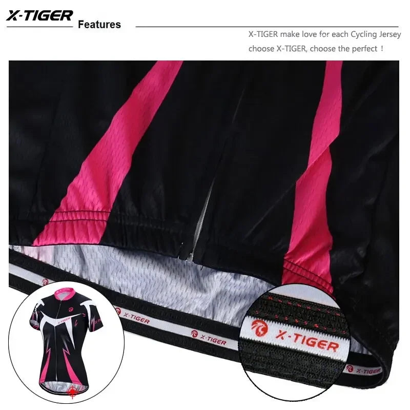 X-TIGER Women's Cycling Jersey Summer Breathable Quick-drying Bicycle Shirt MTB Mountain Road Cycling Clothing Oasis Select