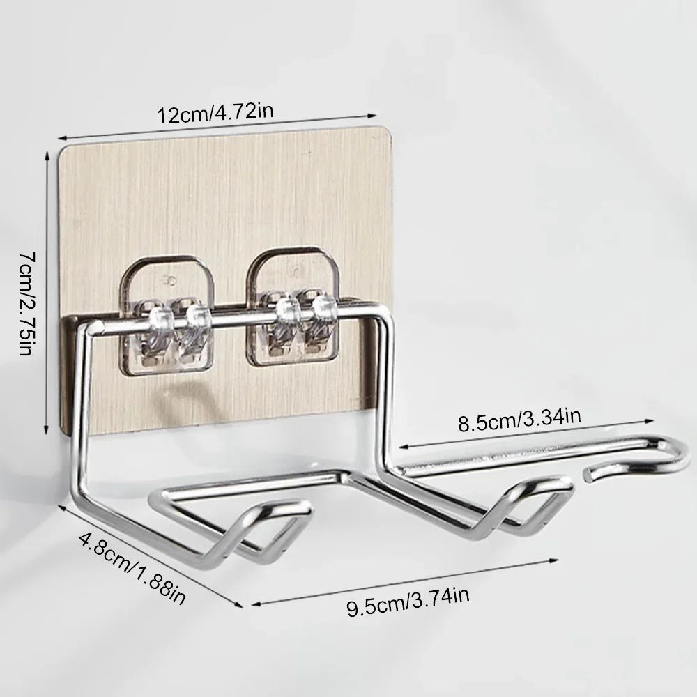 Wall Mounted Hair Dryer Holder – Stainless Steel Bathroom Rack Bathroom Storage Rack Oasis Select Gold