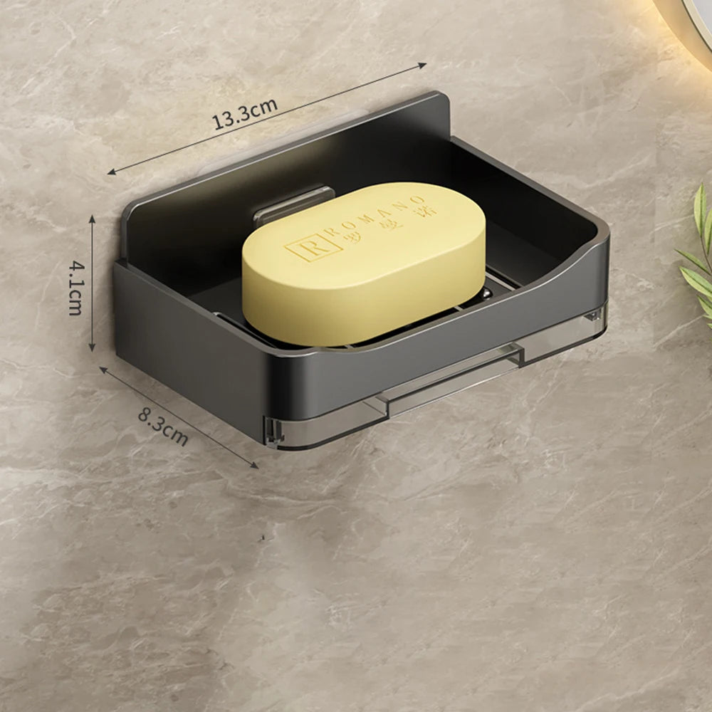 Wall Soap Dish Holder – No-Drill, Drain Tray | Bathroom Organizer