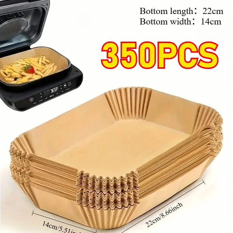 Extra Large Rectangular Paper Air Fryer Liners - Non-Stick, Easy Clean, Space Saving, Oven Safe, Disposable Paper Baskets And Bo Oasis Select rectangle-350pcs