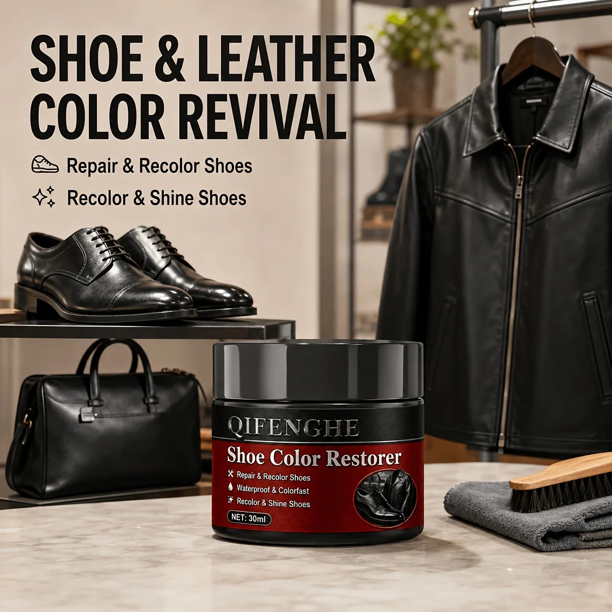 Black Leather Shoe Repair Cream – Dye Restorer & Polish