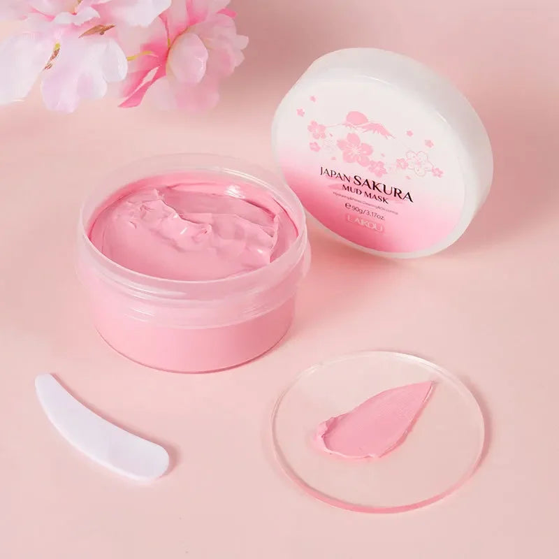 Laikou Sakura Mud Mask Deep Cleansing Oil Control Balance Antioxidan Shrink Pores Remove Blackheads Refreshing Facial Mask90/25g Oasis Select