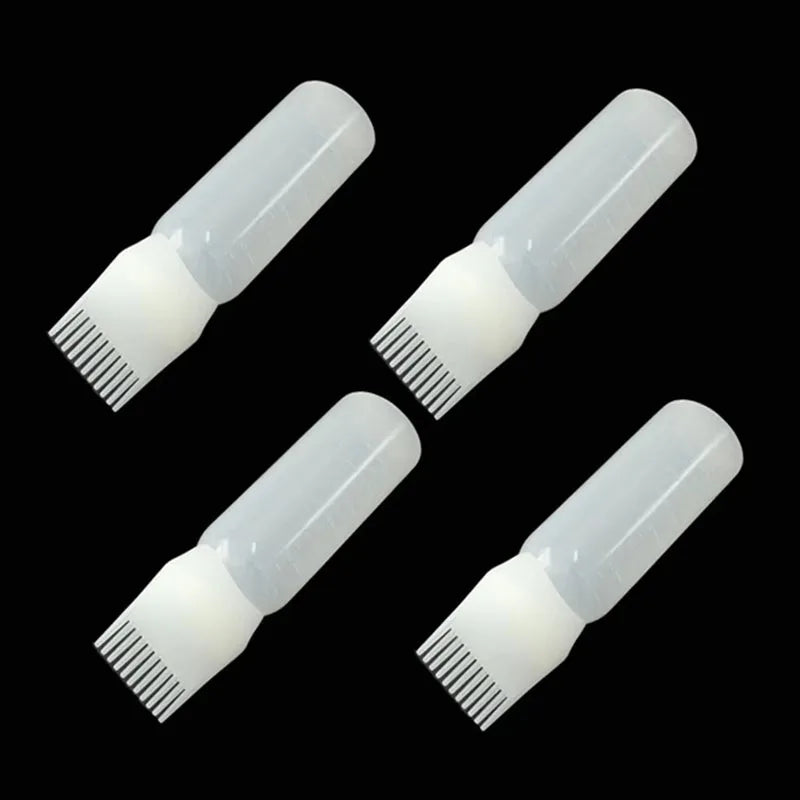 1/2/4pcs Hair Dye Refillable Bottle Comb Professional Salon Hair Oil Applicator Bottles Plastic Dispensing Hairdressing Styling Oasis Select 4pcs white