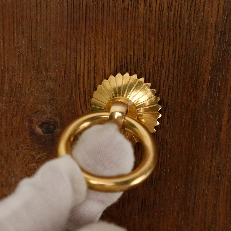 Antique Style Pure Brass Ring Pull for Cupboard Cabinet Drawer Rings Pulls Knob with Screws Vintage Furniture Hardware Oasis Select