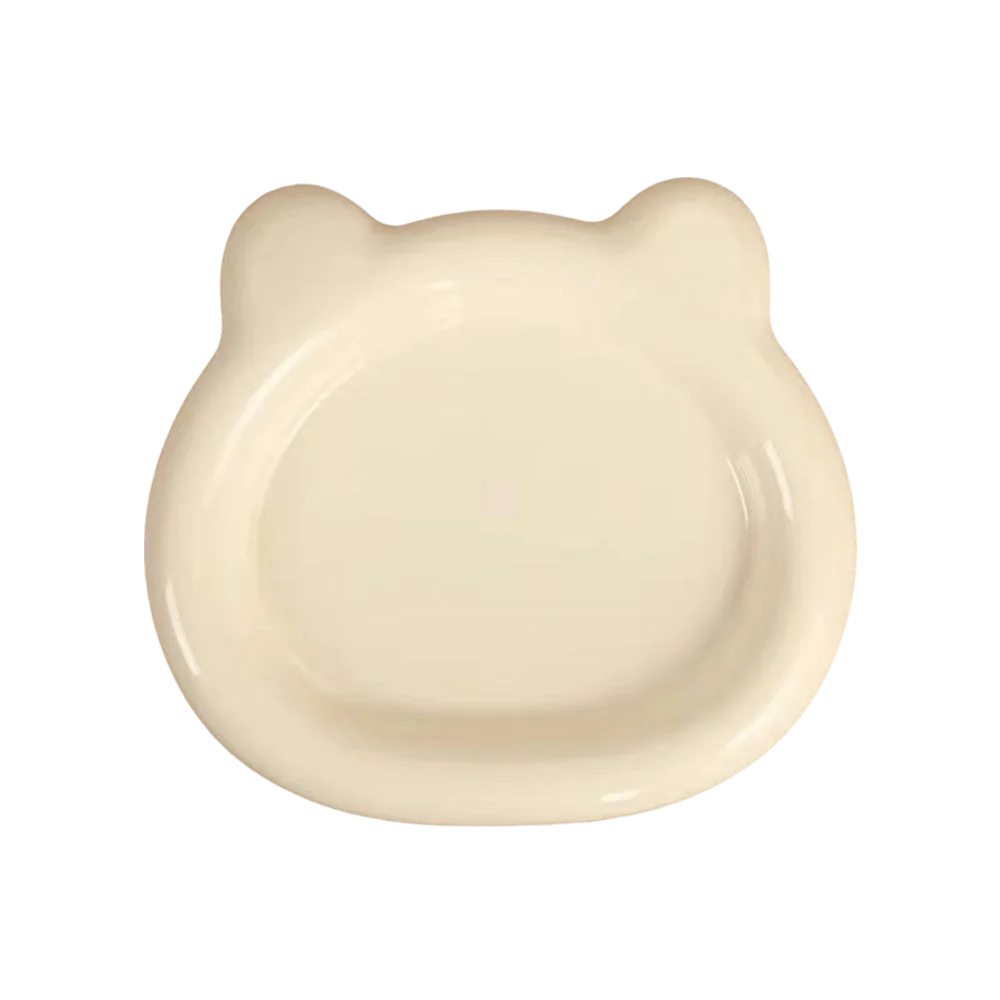 Colorful Plastic PP Cat Bowls Little Bear Pastry Plate Kitten Bowl Ins Cute Pet Supplies for Puppy Cat Oasis Select Beige
