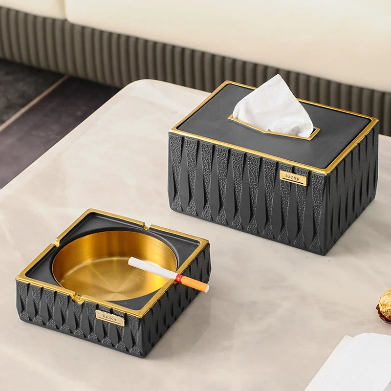 Household simple living room light luxury creative office fly ash ashtray tissue box desktop decoration storage accessories Oasis Select