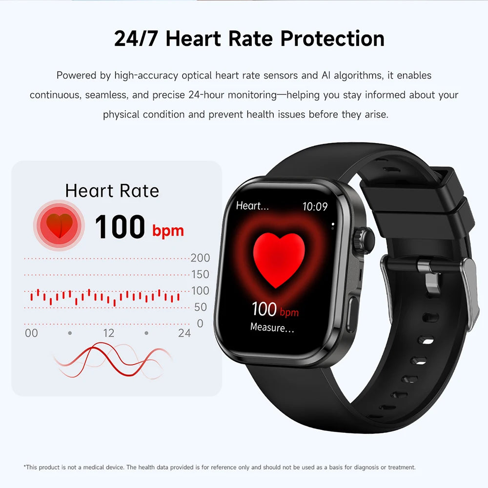 Health Analysis Smartwatch 7/24H Healthy Smart Watches Men Women Motion Tracking ECG+PPG Sleep Blue Tooth Call For IOS Android Oasis Select