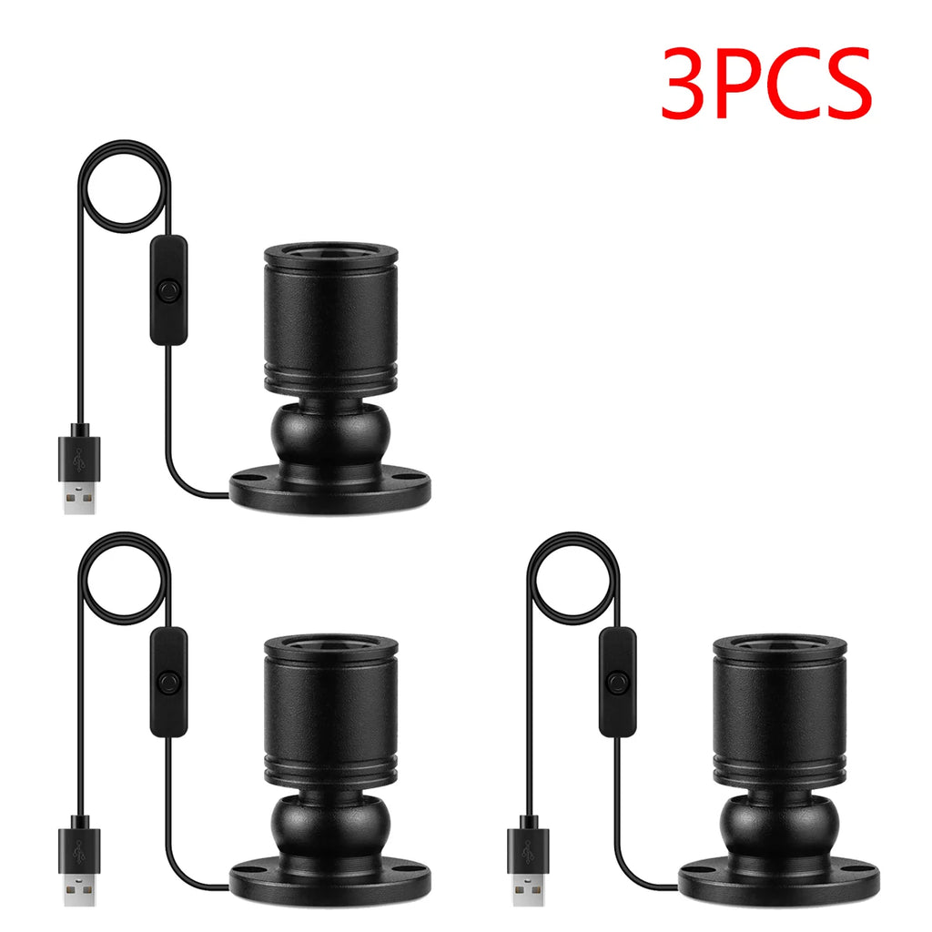 5V LED Spotlight 1W High Quality Aluminum Shell Ceiling Wall Lamp for Living Room Cabinet,USB Ports for Power Bank/Computer/TV Oasis Select 3PCS Black Shell Red Lihgt