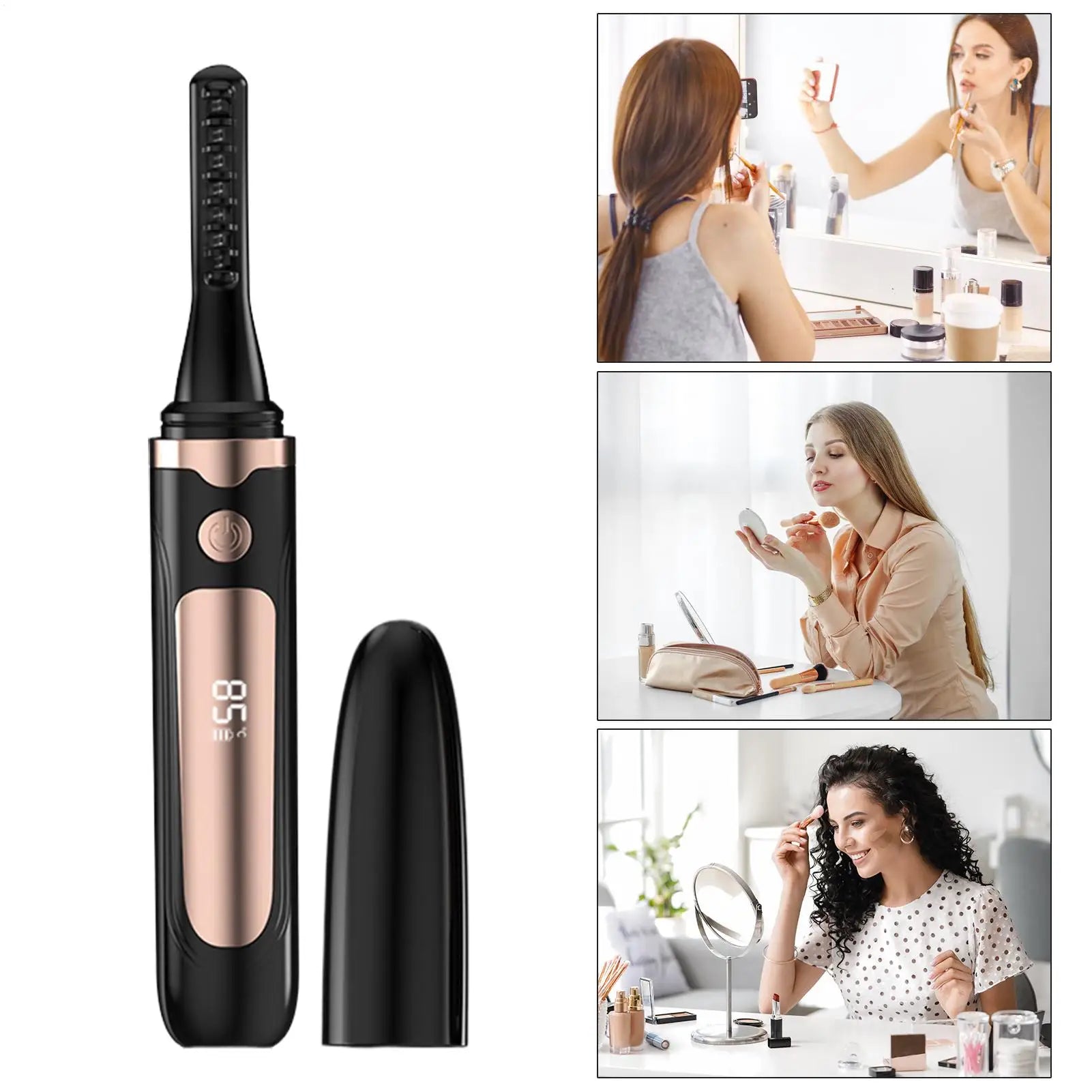 Heated Eyelash Curler – LED Display & 4 Heat Levels | USB Heated Eyelash Curler Oasis Select