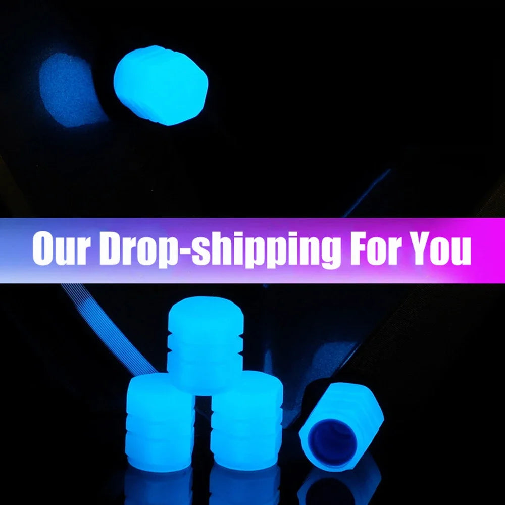 Blue Luminous Valve Cap Plastic ABS Luminous Tire Valve Cover Tires Accessories Tyre Stem Covers Applicable Car Motorcycle Bike Oasis Select