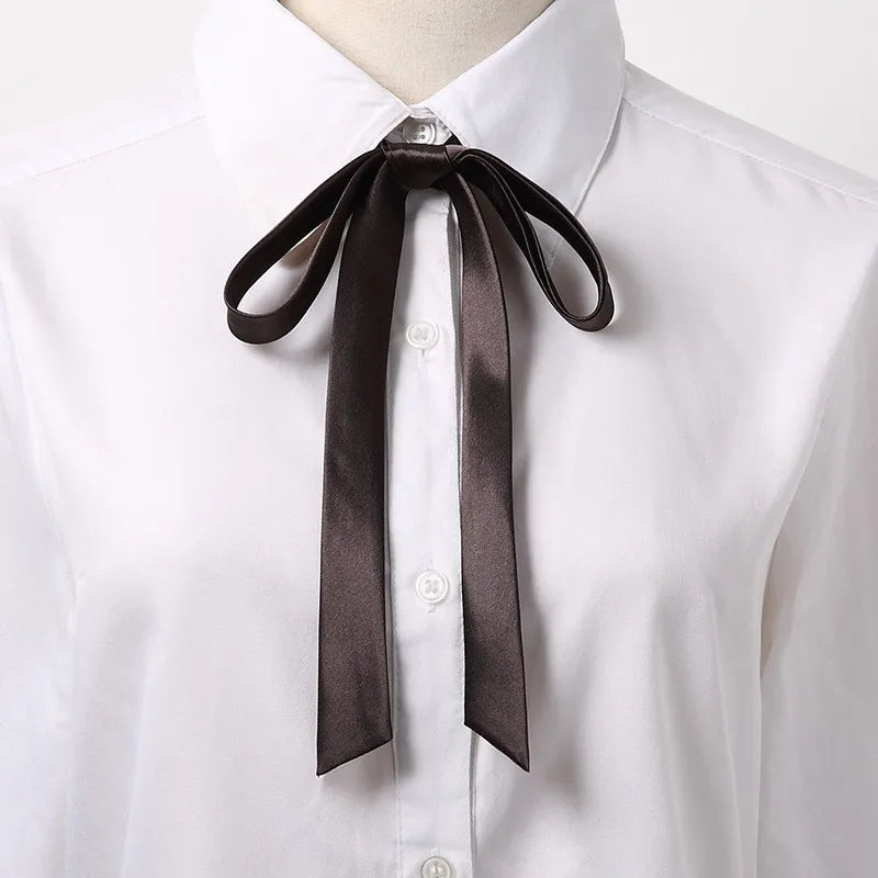 Korean Small Tie Bowtie College Style School Uniform Shirt Accessories Men's Women's Long Section Streamers Collars Flowers Oasis Select Coffee
