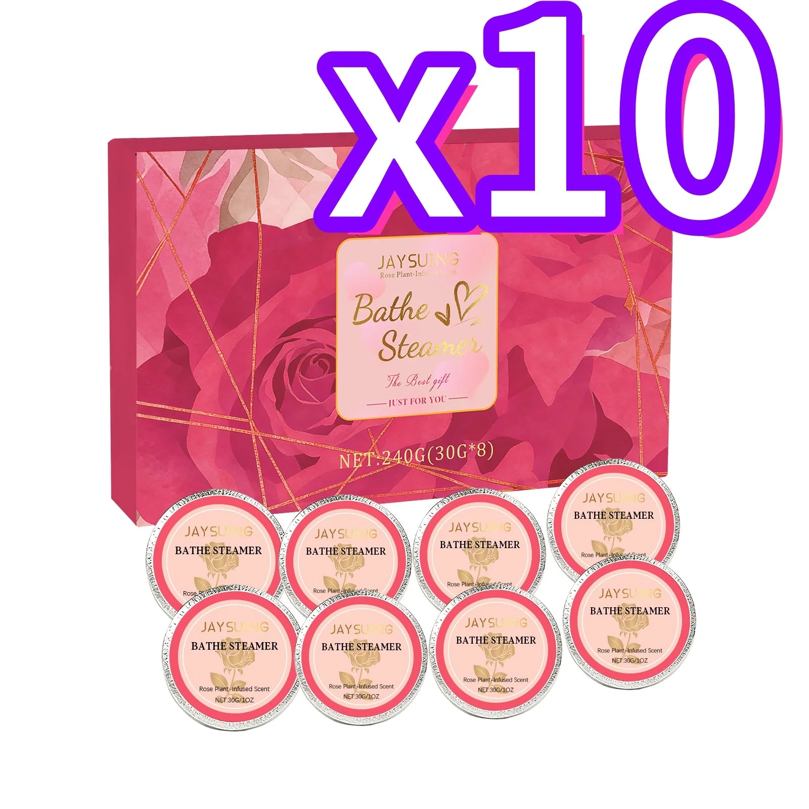Jaysuing Rose Shower Tablets Clean Skin Relief Tiredness Romantic Aroma Create Relax Bath Experience Aromatherapy Bath Tablets Oasis Select 8pcs Boxed X 10PCS ROSE