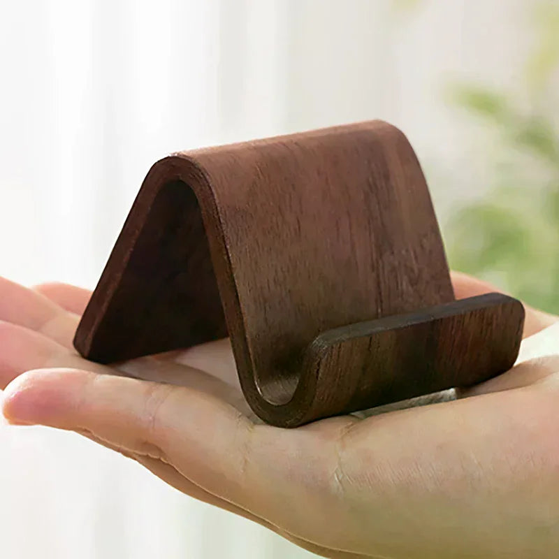 Multifunctional Solid Wood Phone Holder Front Desk Business Card Display Rack Creative Home Office Desktop Decoration Oasis Select