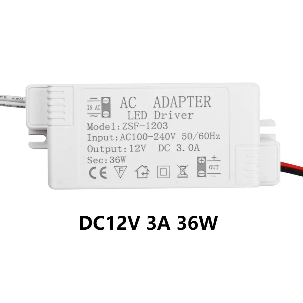 12V 6/12/18/24/36/48/60W LED Driver Constant Voltage Driving Power Supply 0.5/1/1.5/2/3/4/5A Power Supply Lighting Transformers Oasis Select 3A-36W