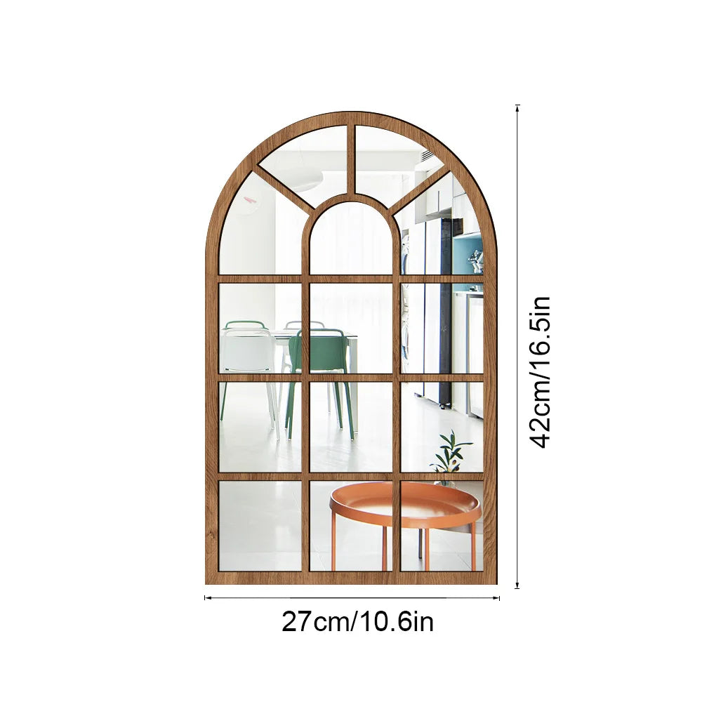 Wood and Acrylic Mirror Paste False Window Living Room Bedroom Study Decorative Wall Paste wall decor Oasis Select