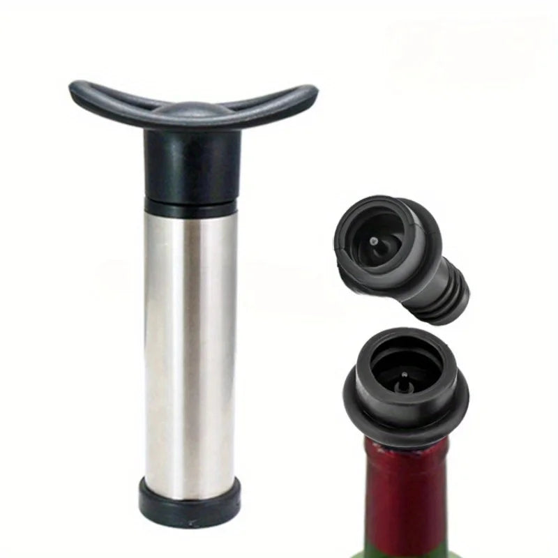 Stainless Steel Red Wine Vacuum Pump, Black Plastic Pump, Silicone Plug, Vacuum Red Wine Plug abridor de vinho Oasis Select