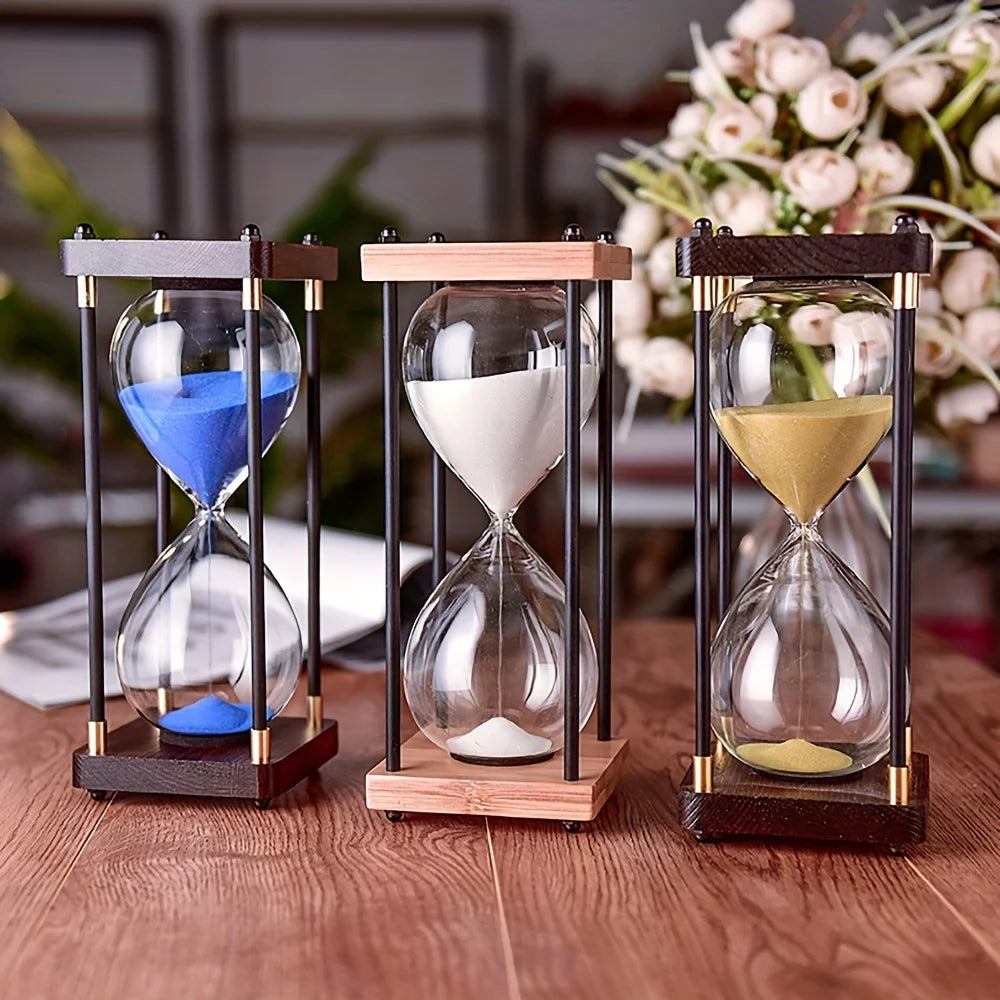 Large Decorative Wooden Hourglass Timer-30 Minute Sand Glass with Elegant Table Decor- Perfect Holiday Party Birthday Gift Idea Oasis Select