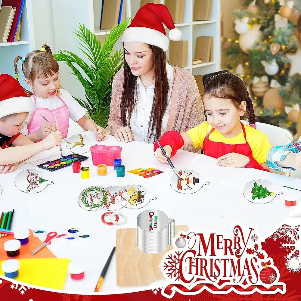20/10/5pcs Acrylic Discs Christmas Tree Hanging Ornament DIY Blank Circle Xmas New Year Decor for Home Clear Bauble Ball Crafts Oasis Select