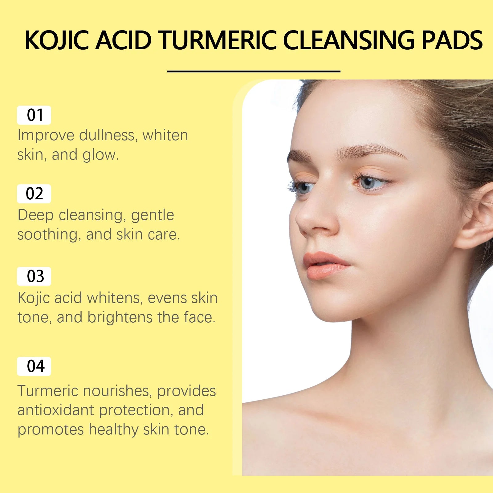 Turmeric Kojic Acid Facial Exfoliating Cleansing Pads Clogged Pores Oil Remover Glow Brighten Daily Lemon Facial Cotton Sponges Oasis Select