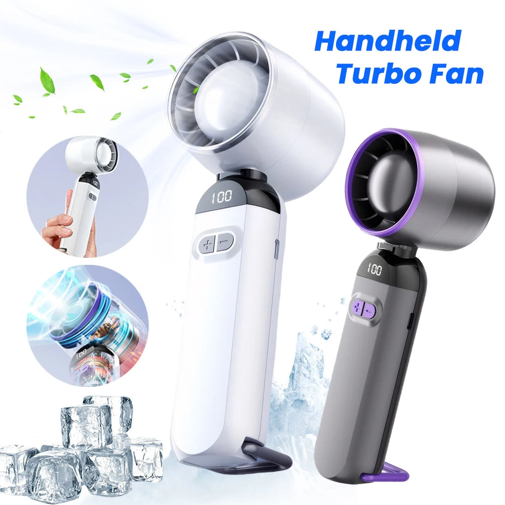 Handheld Turbo Fan USB Rechargeable Folding Fan | LED Display