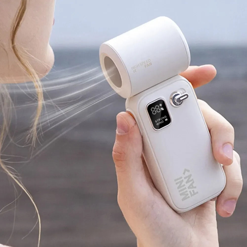 High Speed Fan Cooling Fan Rechargeable Strong Wind Mini Fan Portable Outdoor Handheld Fans 4 Gears Wind Speed Adjustable Oasis Select