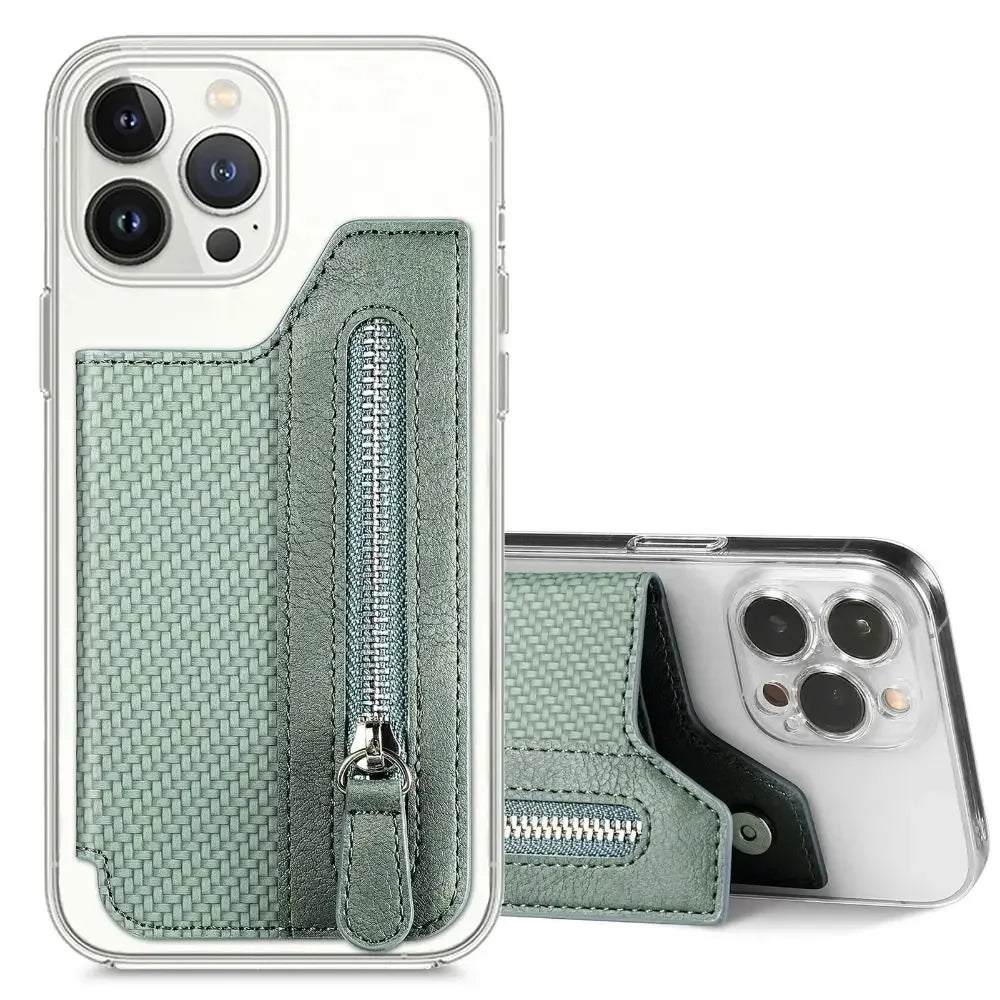 Leathe Mobile Card Bag Phone Pocket Sticker Back Cover Phone Wallet Stick Phone Pouch Phone Card Holder Wallet Case Oasis Select