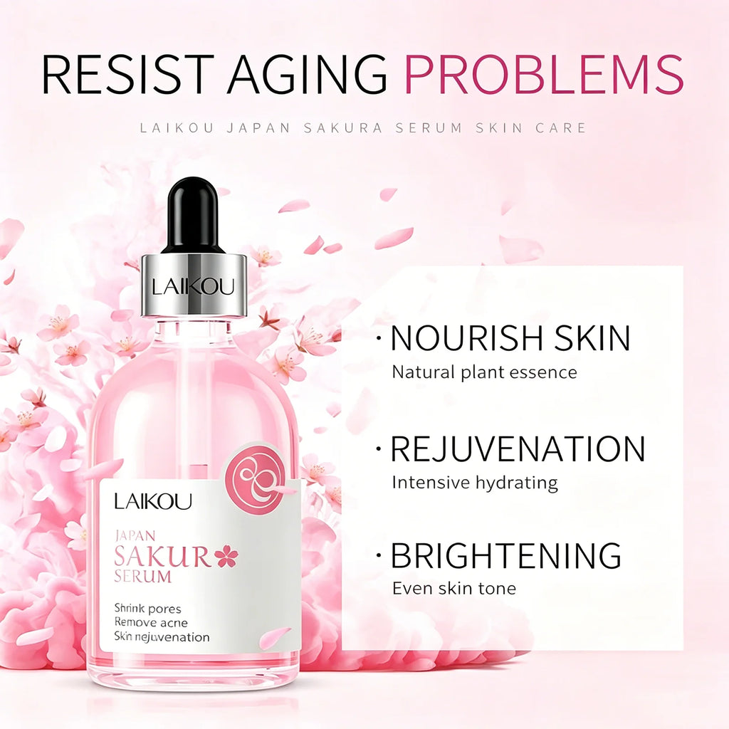 LAIKOU Sakura Rose Face Serum – Brightening & Moisturizing 100ml Face Serum Oasis Select
