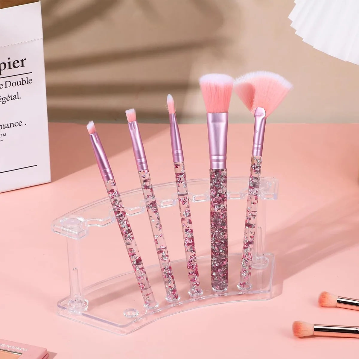 1pc,Vertical 6-slot pen holder, transparent plastic display stand, pencil holder, eyebrow pencil holder, makeup brush holder Oasis Select
