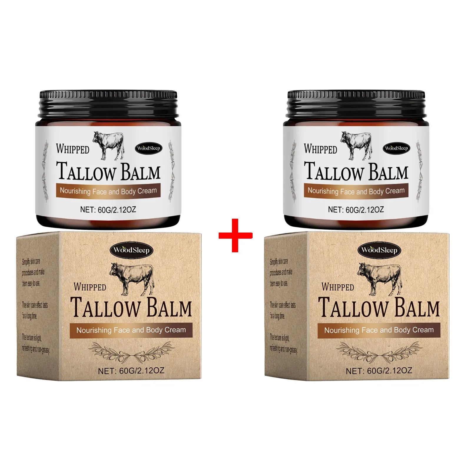 Beef Tallow Moisturizer Cream For Body Mprove Dullness Even Skin Tone Lightening Nourishing Rejuvenating Skin Body Care Product Oasis Select 60g Boxed X 2PCS
