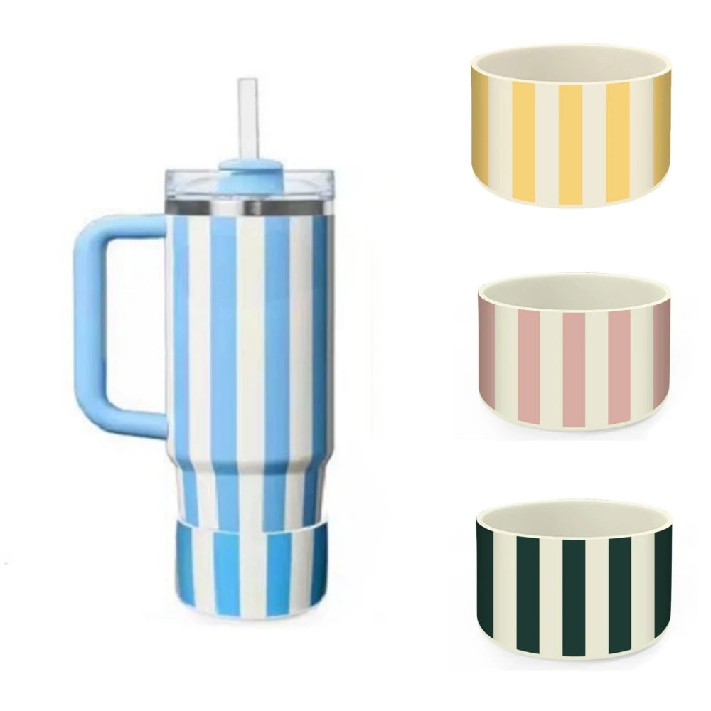 Stripe Tumbler Boot Compatible with Stanley 40oz 30oz Tumbler Water Bottle Bottom Protector Silicone Cup Cover for Thermos Oasis Select