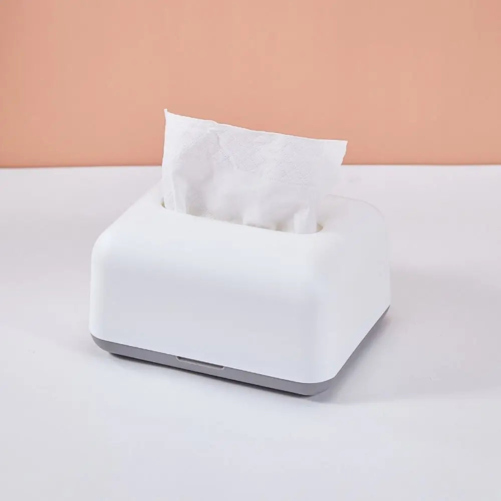 Simplicity Solid Color Napkin Holder Plastic Large Storage Tissue Case Fashion Car Tissue Box High Quality Paper Towel Box Oasis Select White