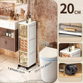 Heavy-Duty Space-Saving Flip Slim Cabinet 3-5 Tiers 20cm Wide Rolling for Kitchen Bedroom Bathroom Living Room 2 Colors Option Oasis Select 3 Layers-tawny
