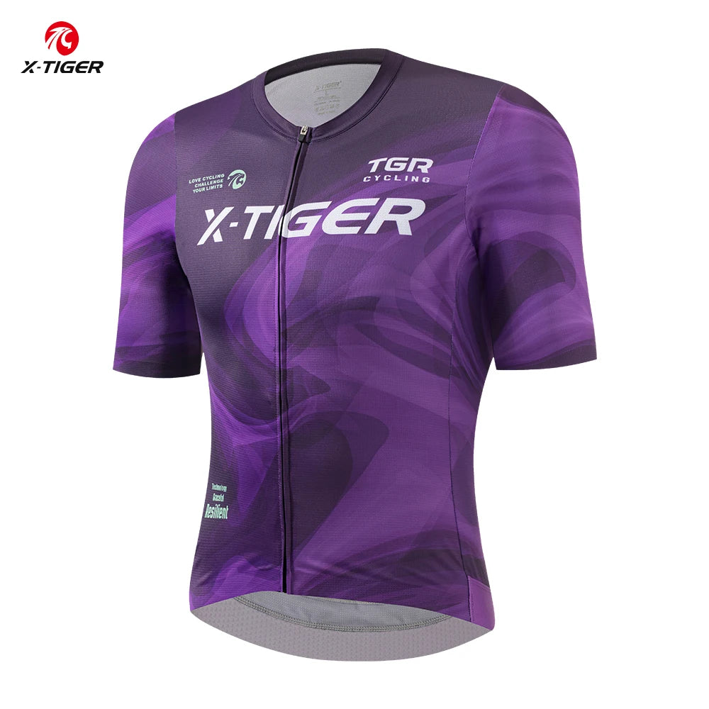 X-TIGER Men Cycling Jersey Pro Team MTB Road Bike Clothing Sports Breathable Quick Dry Short Shirt Slim Bicycle Racing Jersey Oasis Select XM-DY-41301 Asian-M