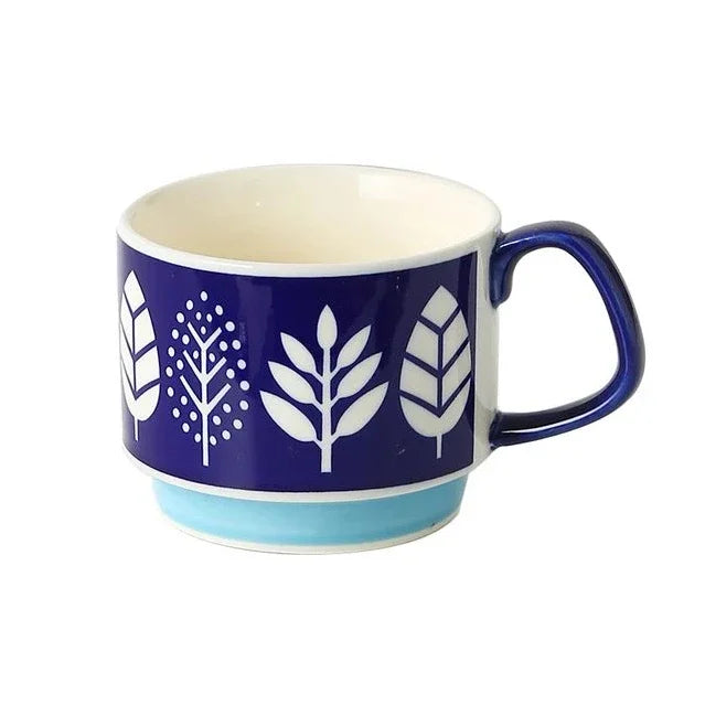 300ml Japanese Flower Coffee Mug Set Retro Ceramic Milk Oats Mug Office Water Handgrip Cup Kitchen Party Drinkware Set Oasis Select D 300ml