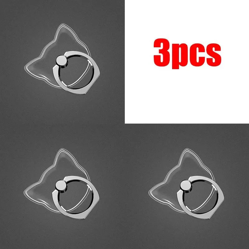 1/2/3Pcs Cell Phone Ring Holder Stand 360 ° Degree Rotation Clear Finger Grip Kickstand Compatible iPhones or Phone Case Oasis Select Cat-3pcs