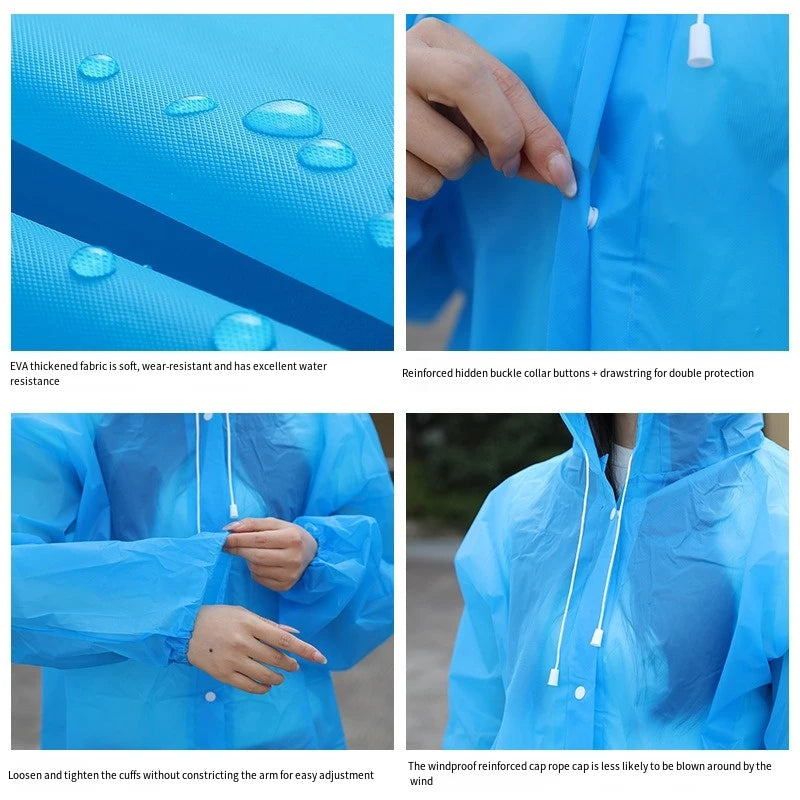High Quality 1Pcs EVA Unisex Raincoat Thickened Raincoat Women Waterproof Men Black Camping Rainwear Rain Shoe Cover Suit Oasis Select