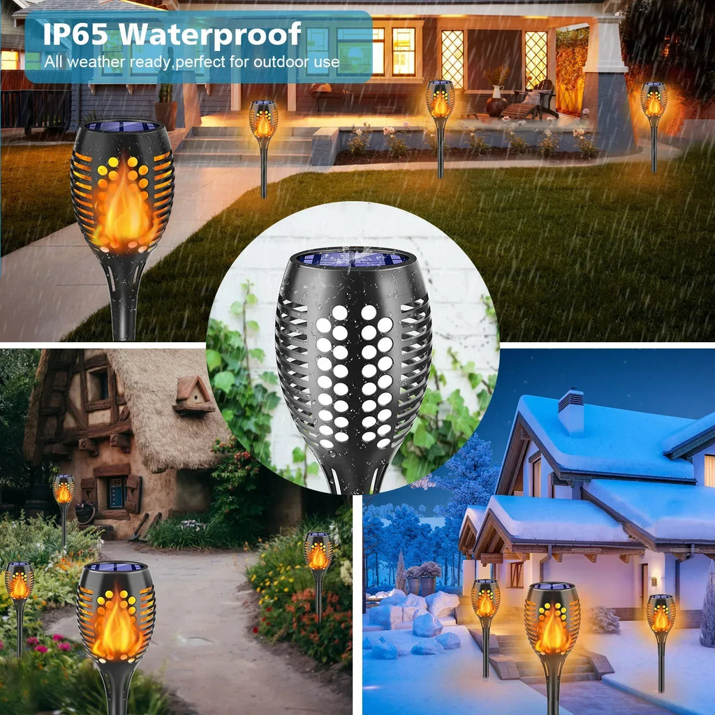 1-10Pack Solar Flame Light Outdoor 96/12 LEDs Flickering Torch Waterproof Night Lamp Garden Decoration for Lawn Path Yard Patio Oasis Select