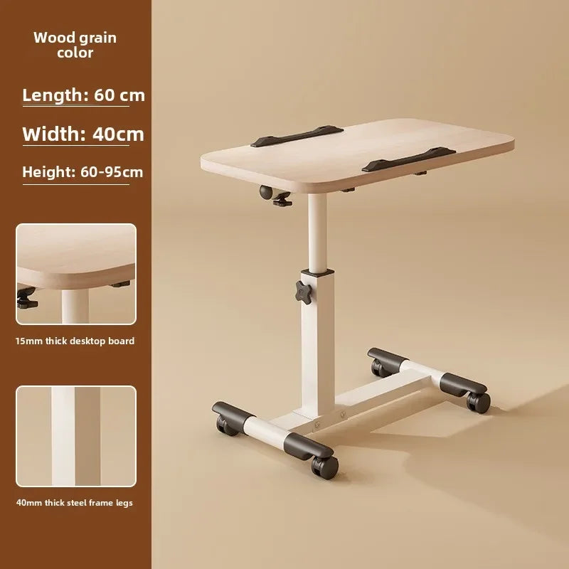 Multi-functional Household GoodsMovable Lifting Bedside Table, Living Room Sofa Side, Home Bedroom Computer Table Oasis Select Wood grain color B