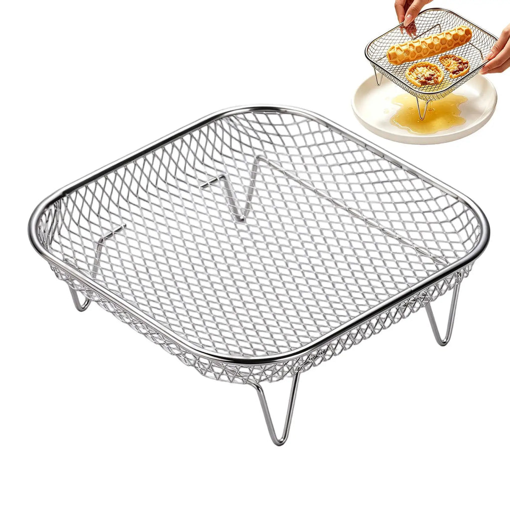 Air Fryer Rack Stainless Steel Stackable Grill Food Dehydrator Basket Air Fryer Accessory Cook Several Food Mesh Basket Oasis Select