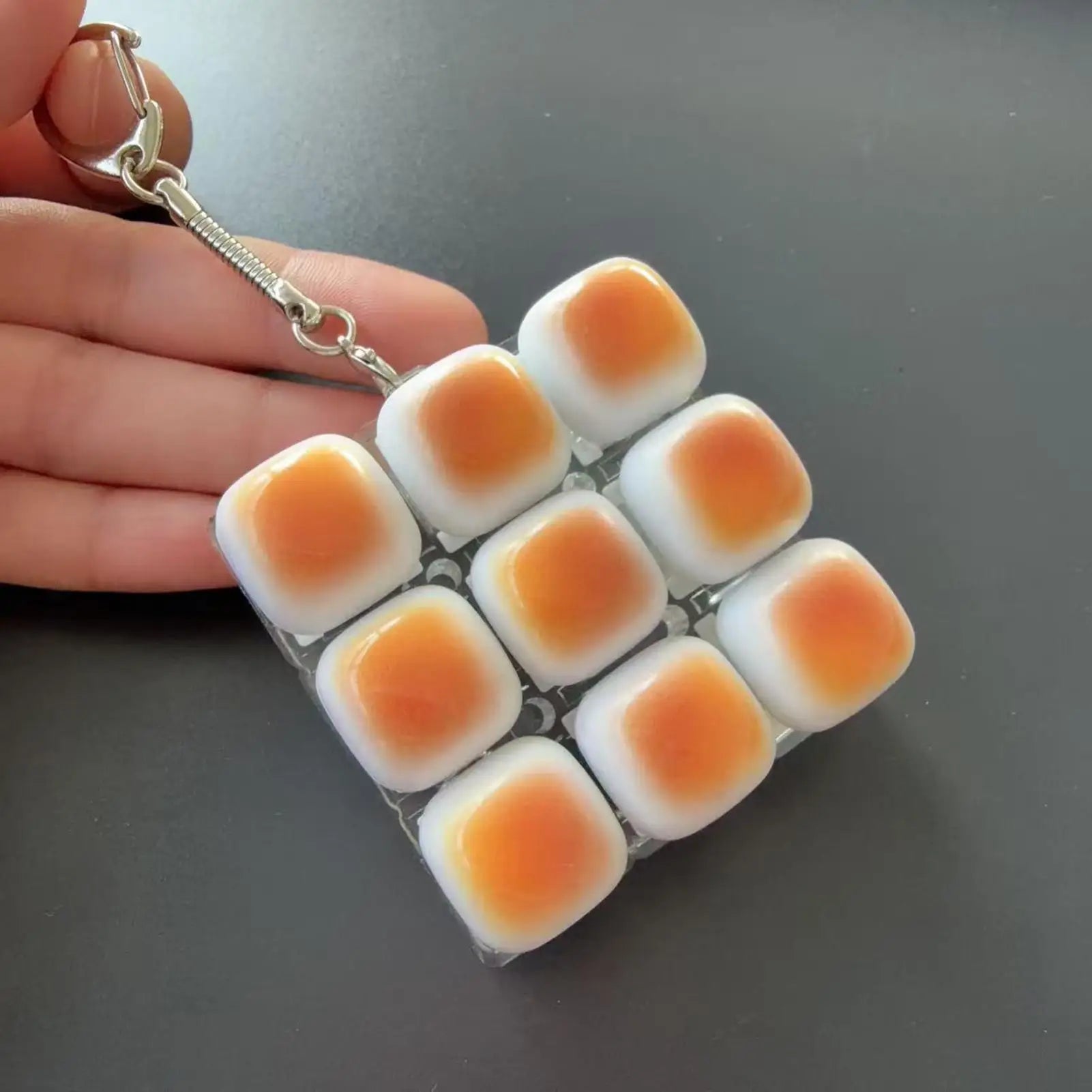 Fidget Keychain Caramel Bread Design Fidget Keychain DIY Keyboard Keycaps Finger Keyboard Relief Stress Pass The Time Clicker Oasis Select