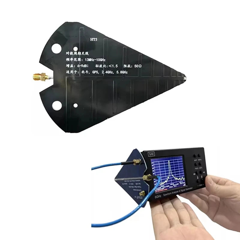 WISH HT5 Portable Log Periodic Antenna 1300Mhz-10Ghz Wideband High Gain 6-9Db 50Ω For VHF UHF SHF Communication Radar Oasis Select