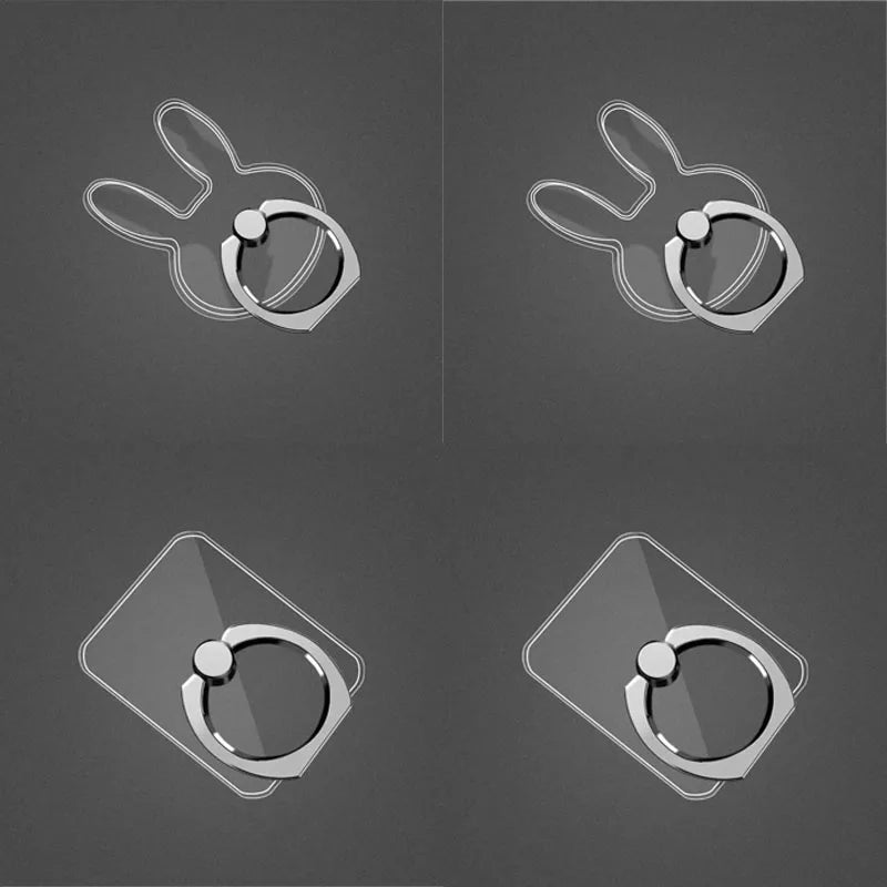 1/2/3/4pcs Transparent Cute Animal Round Phone Stand Foldable 360 Rotating Mobile Phone Ring Holder Smart Phone Accessories Oasis Select 4pcs mix