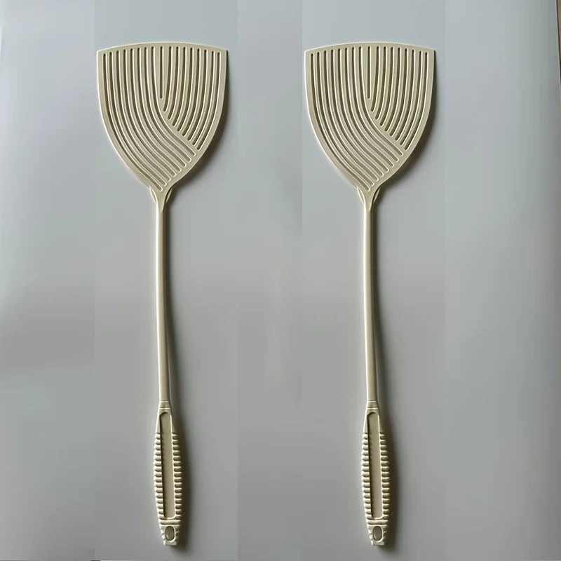 2pcs Striped Plastic Fly Swatter, Long Handle, Sturdy & Durable, Indoor Outdoor Household Pest Tool Oasis Select