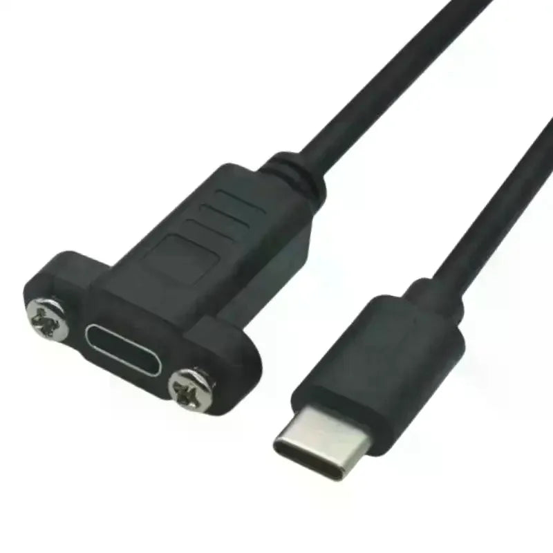 1Pcs Panel Mount Type-C USB-C Male To Female Extension Cable With Screw Hole Lock Connector Cable 0.3/0.5/1/1.5 Meters Oasis Select