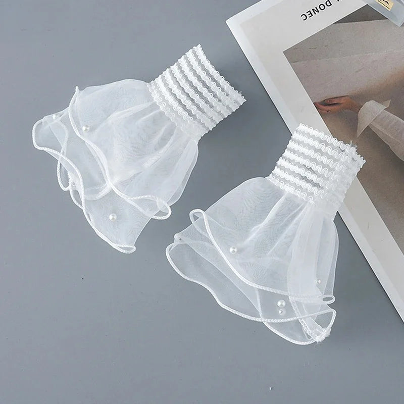 1Pair Nail Art Tulle Photo Glove Fake Pleated Cuff Manicure Photography Props Nail Tips Display Sleeve Fashion Accessories Oasis Select