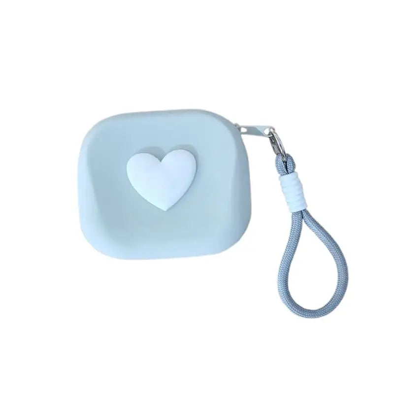Heart Silicone Coin Purse Organizer Pouch with Woven Lanyard